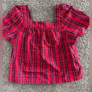 Draper James Red Plaid Blouse
